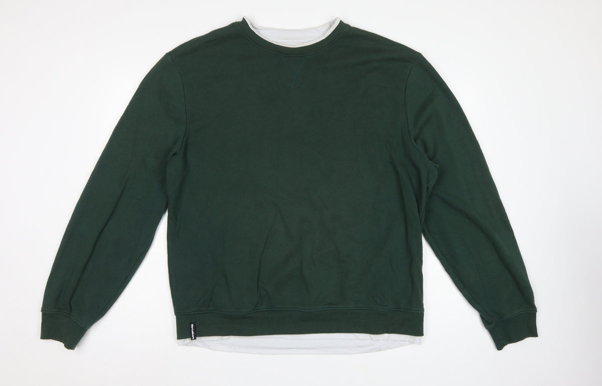 Threadbare Men’s Green 2XL Regular Fit Layered Crew Neck Sweatshirt