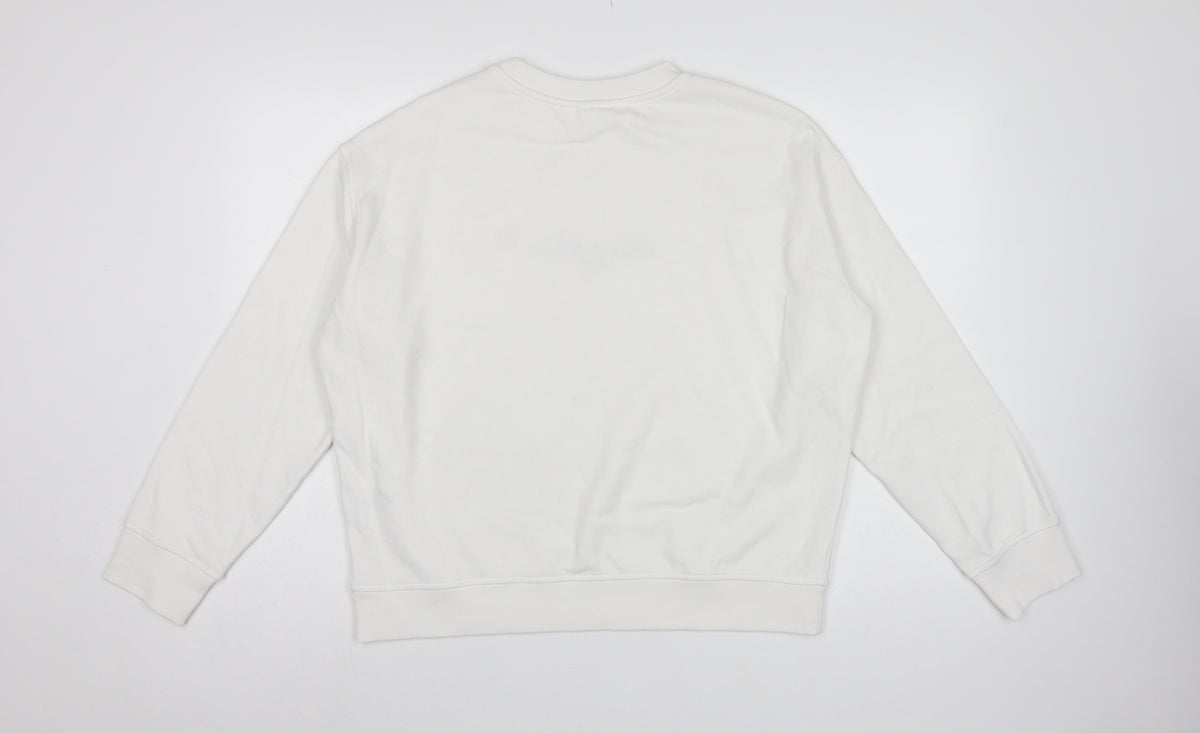 H&M Women Ivory M Rue de Sevres Button Shoulder Sweatshirt