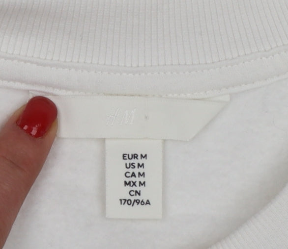 H&M Women Ivory M Rue de Sevres Button Shoulder Sweatshirt