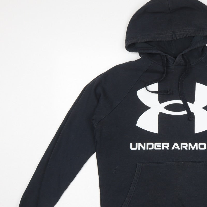 Under Armour Men's Black Small Loose Fit Logo Pullover Hoodie