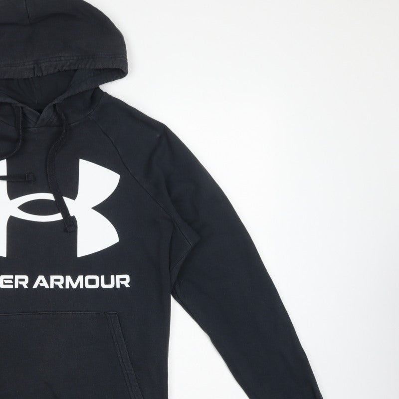 Under Armour Men's Black Small Loose Fit Logo Pullover Hoodie