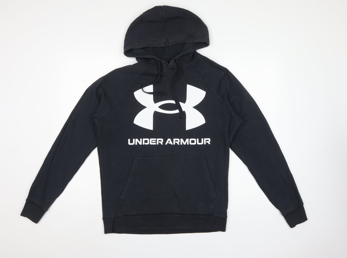 Under Armour Men's Black Small Loose Fit Logo Pullover Hoodie