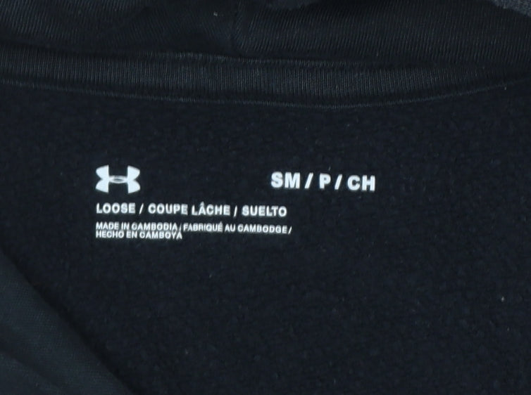Under Armour Men's Black Small Loose Fit Logo Pullover Hoodie