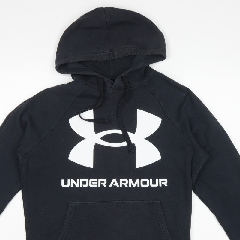 Under Armour Men's Black Small Loose Fit Logo Pullover Hoodie