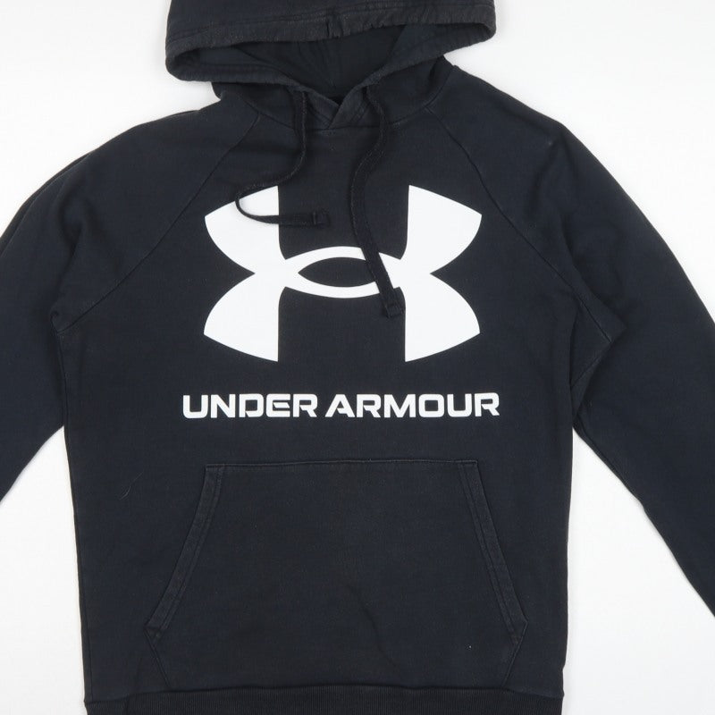 Under Armour Men's Black Small Loose Fit Logo Pullover Hoodie