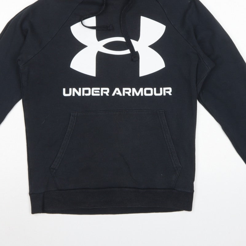 Under Armour Men's Black Small Loose Fit Logo Pullover Hoodie