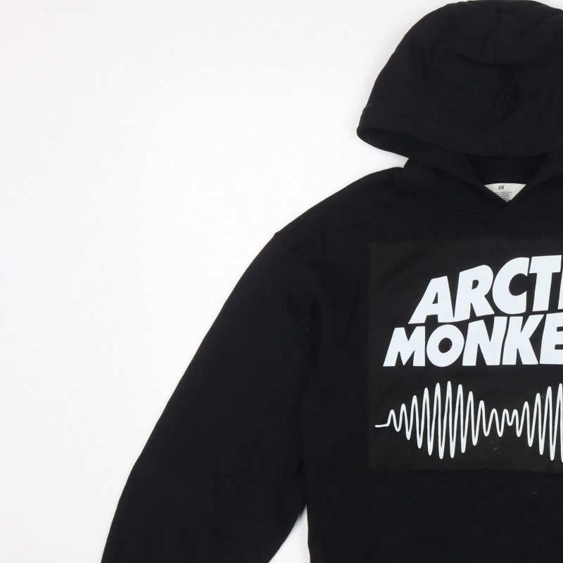 H&M Girls Black Arctic Monkeys Graphic Pullover Hoodie 13-14 Years