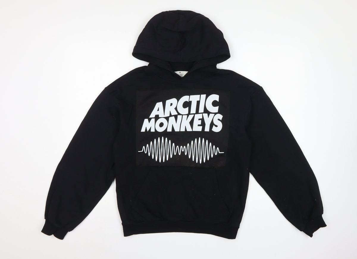 H&M Girls Black Arctic Monkeys Graphic Pullover Hoodie 13-14 Years