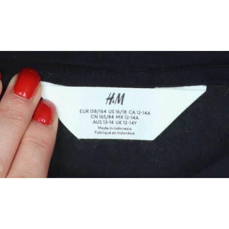 H&M Girls Black Arctic Monkeys Graphic Pullover Hoodie 13-14 Years