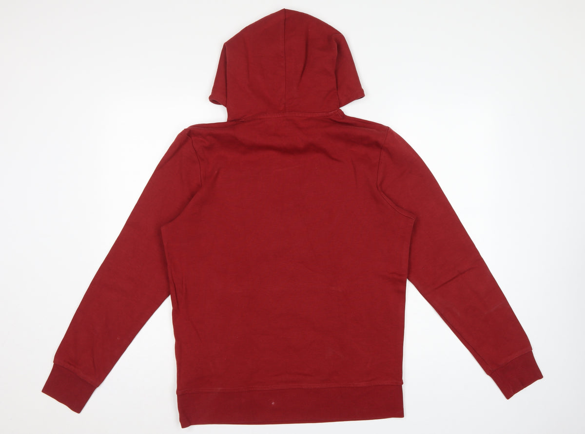 Jack & Jones Men’s Red L Pullover Hoodie Drawstring Pocket Cotton Blend