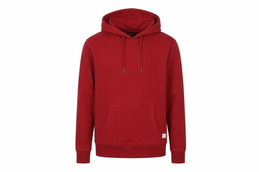 Jack & Jones Men’s Red L Pullover Hoodie Drawstring Pocket Cotton Blend
