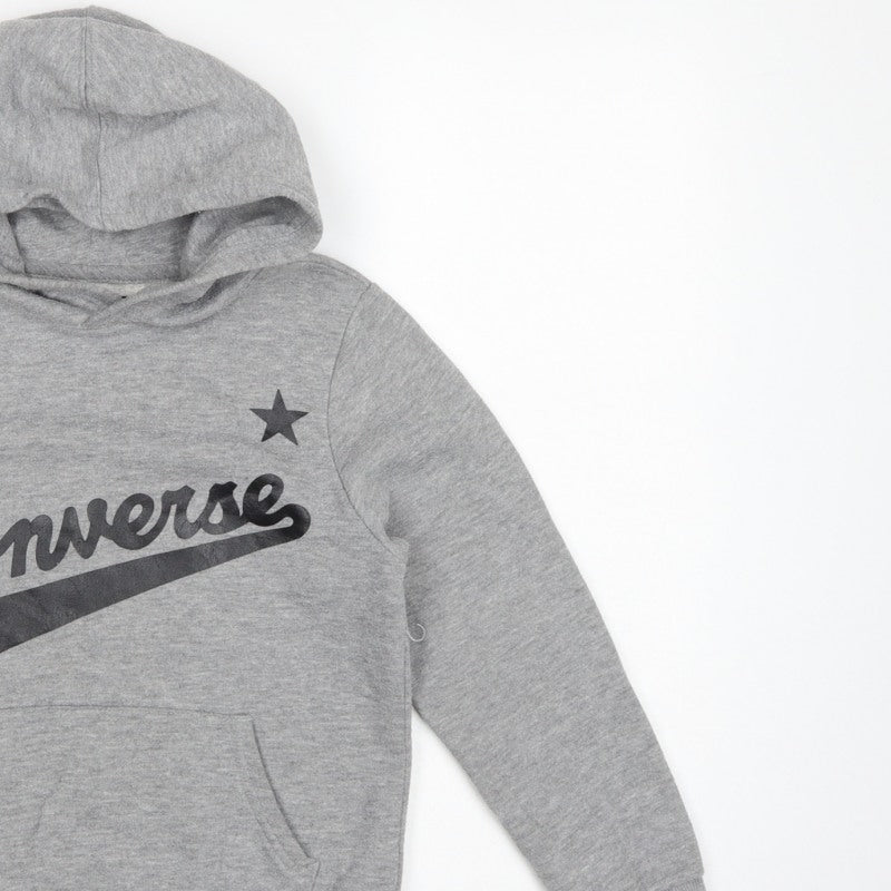Converse Boys Grey 9-10 Years Pullover Logo Hooded Fleece Hoodie