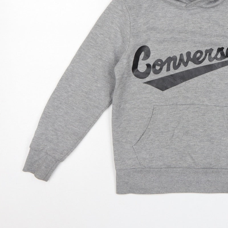 Converse Boys Grey 9-10 Years Pullover Logo Hooded Fleece Hoodie