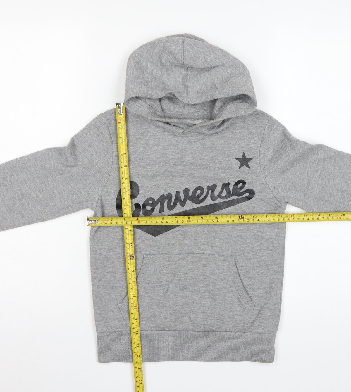 Converse Boys Grey 9-10 Years Pullover Logo Hooded Fleece Hoodie