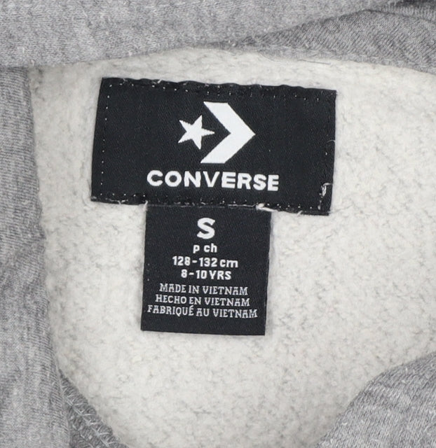 Converse Boys Grey 9-10 Years Pullover Logo Hooded Fleece Hoodie