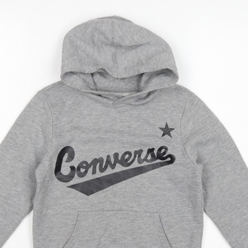 Converse Boys Grey 9-10 Years Pullover Logo Hooded Fleece Hoodie