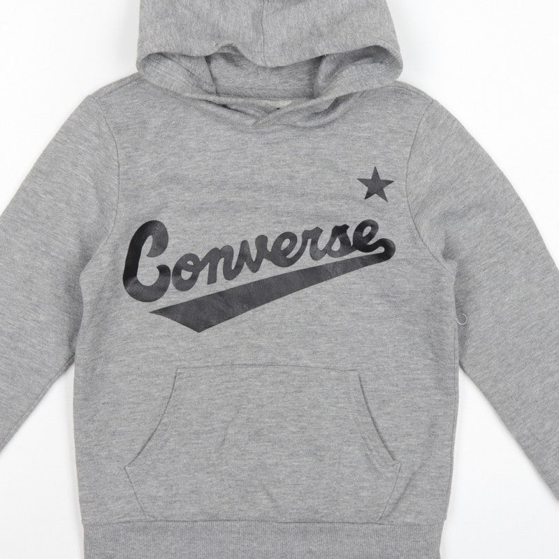Converse Boys Grey 9-10 Years Pullover Logo Hooded Fleece Hoodie