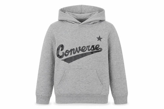 Converse Boys Grey 9-10 Years Pullover Logo Hooded Fleece Hoodie