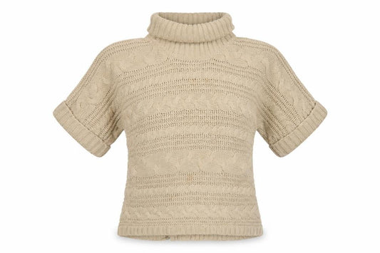 Style by EWM Women’s Beige Size 20 Cable Knit Roll Neck Jumper