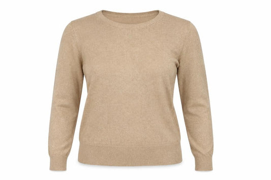 H&M Women’s Beige Glitter Knit Crew Neck Pullover Jumper UK 12
