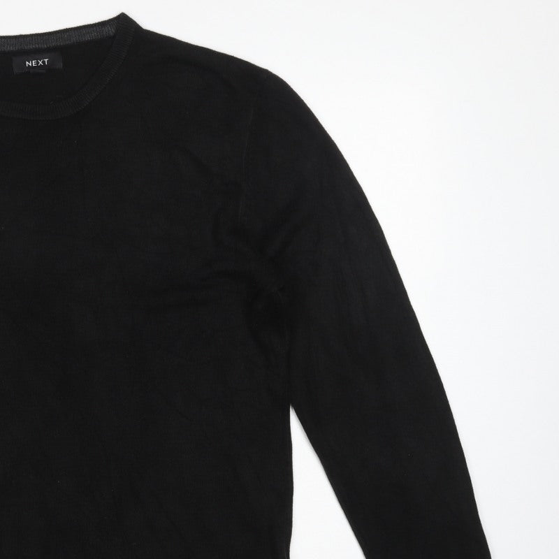 Next Men’s Black L Crew Neck Fine Knit Pullover Jumper Classic