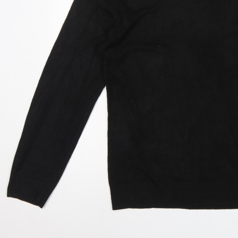 Next Men’s Black L Crew Neck Fine Knit Pullover Jumper Classic
