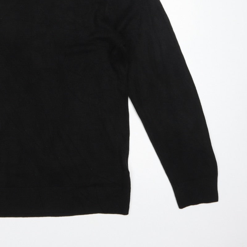 Next Men’s Black L Crew Neck Fine Knit Pullover Jumper Classic