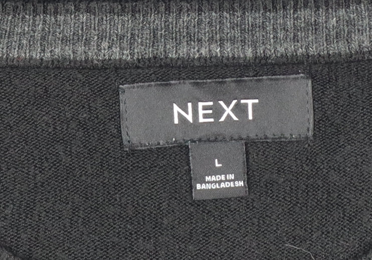 Next Men’s Black L Crew Neck Fine Knit Pullover Jumper Classic