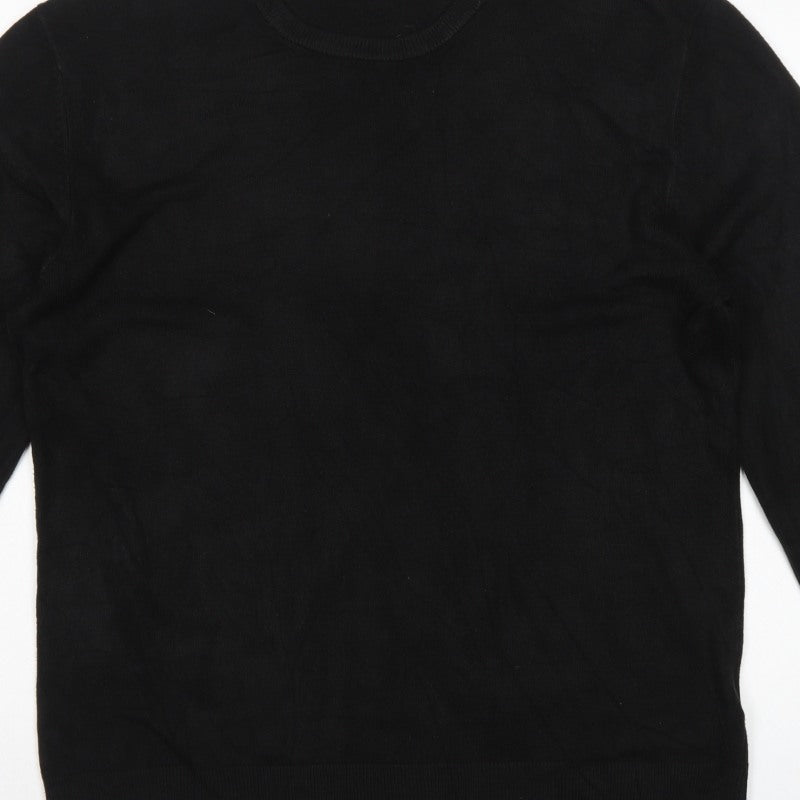 Next Men’s Black L Crew Neck Fine Knit Pullover Jumper Classic