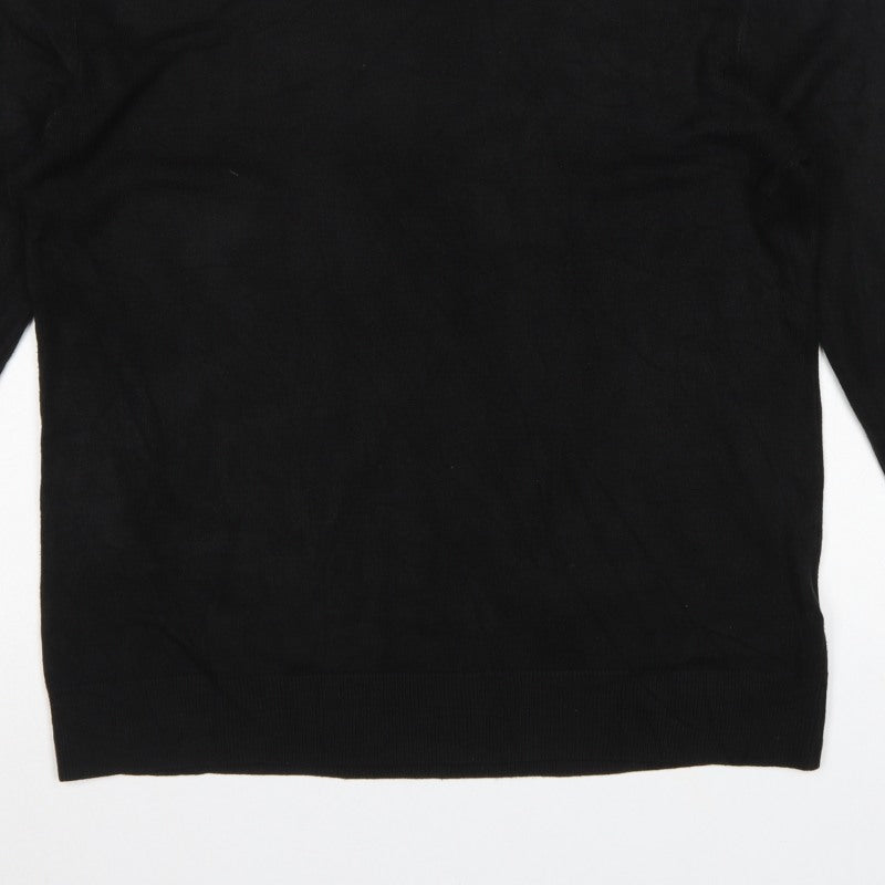 Next Men’s Black L Crew Neck Fine Knit Pullover Jumper Classic