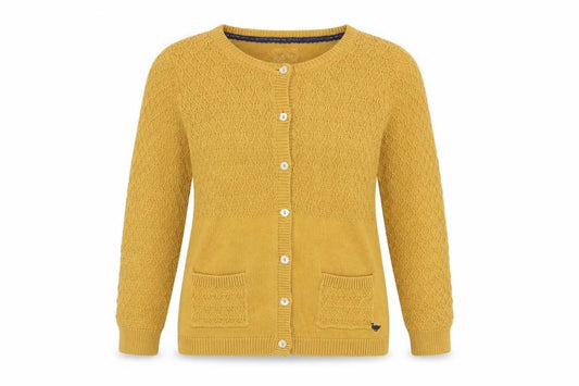 Country Rose Women’s Yellow S Button Knit Cardigan with Pockets