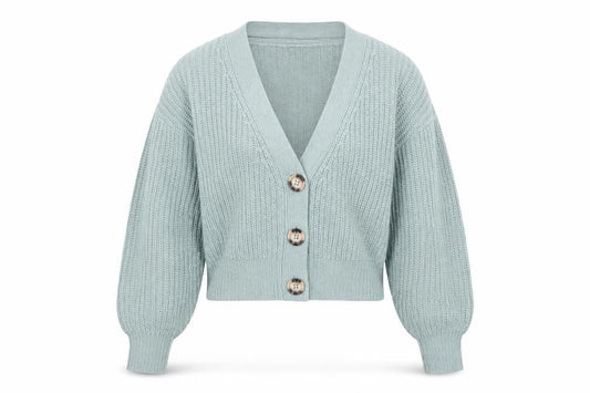 JDY Women’s Sage Green S Chunky Knit V-Neck Button Cardigan