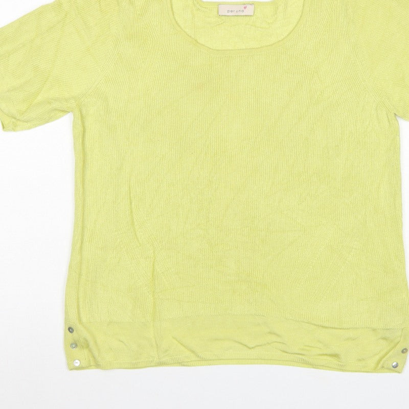 M&S Per Una Women Yellow Size 18 Short Sleeve Knit Pullover Jumper