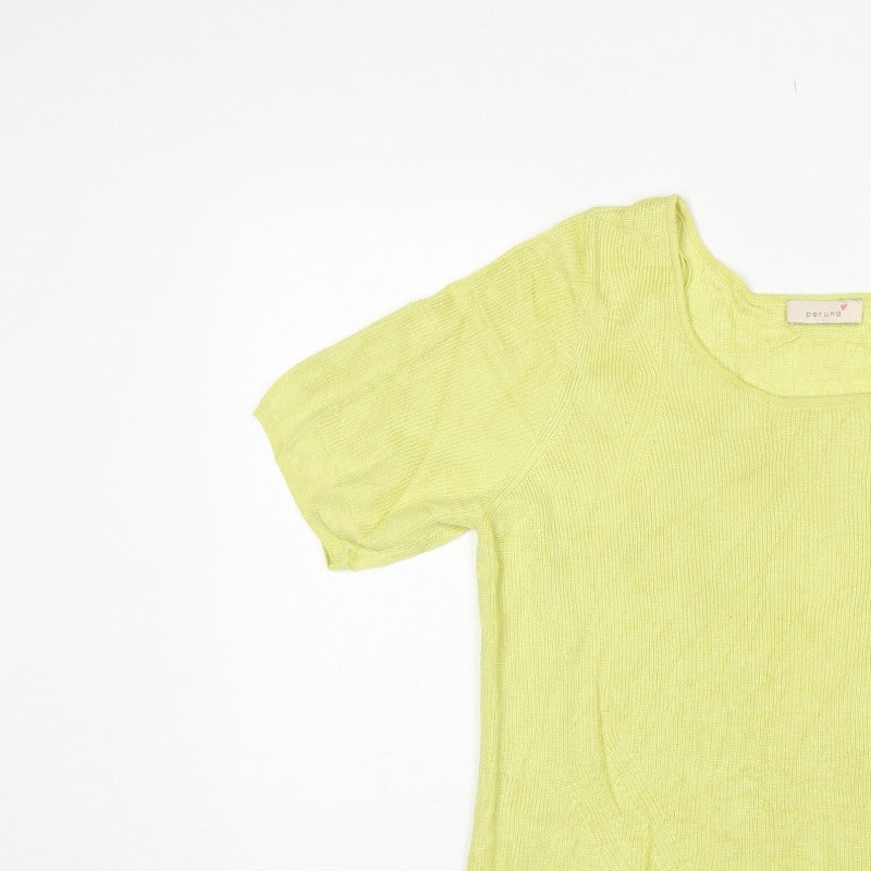 M&S Per Una Women Yellow Size 18 Short Sleeve Knit Pullover Jumper
