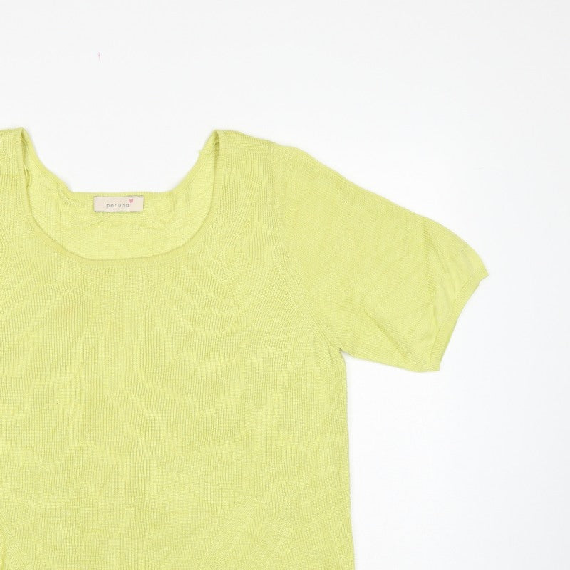 M&S Per Una Women Yellow Size 18 Short Sleeve Knit Pullover Jumper