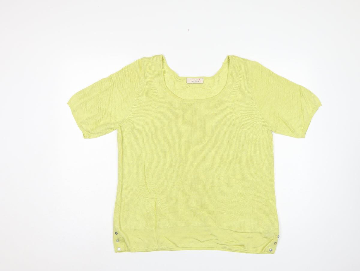M&S Per Una Women Yellow Size 18 Short Sleeve Knit Pullover Jumper