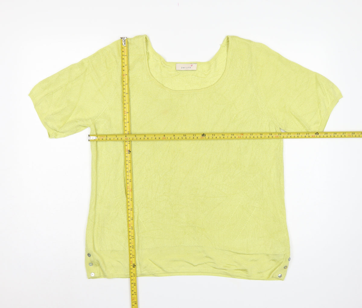 M&S Per Una Women Yellow Size 18 Short Sleeve Knit Pullover Jumper