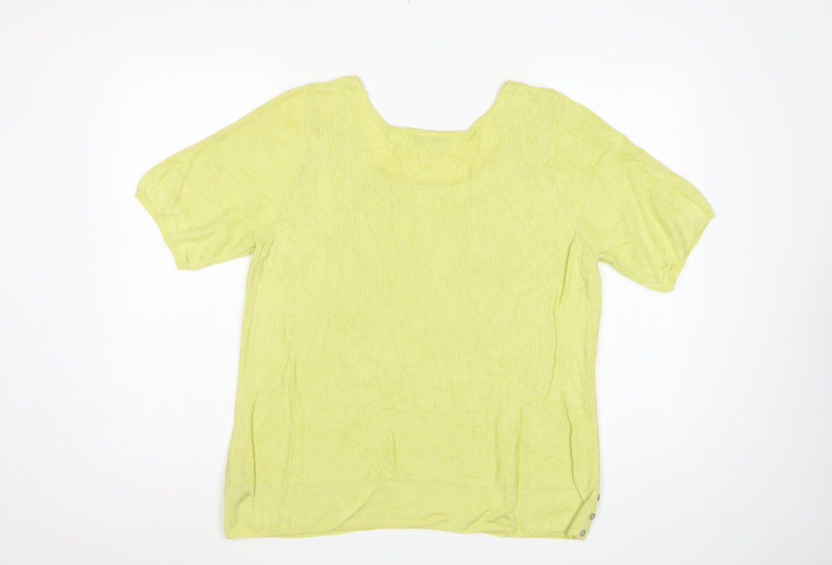 M&S Per Una Women Yellow Size 18 Short Sleeve Knit Pullover Jumper