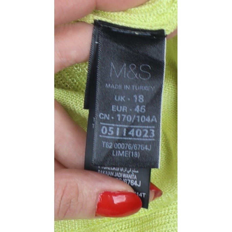 M&S Per Una Women Yellow Size 18 Short Sleeve Knit Pullover Jumper