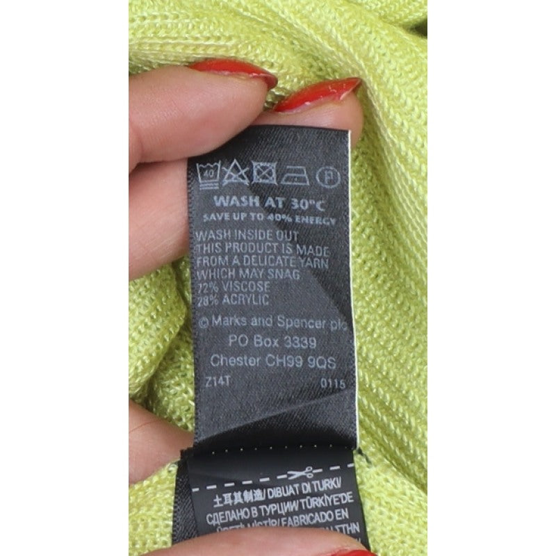 M&S Per Una Women Yellow Size 18 Short Sleeve Knit Pullover Jumper