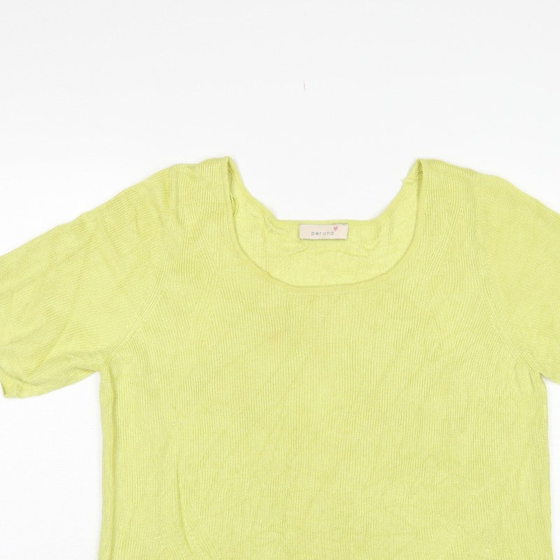 M&S Per Una Women Yellow Size 18 Short Sleeve Knit Pullover Jumper
