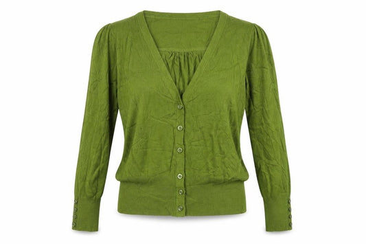 Wallis Women Green Petite 16 V-Neck Button Knit Cardigan