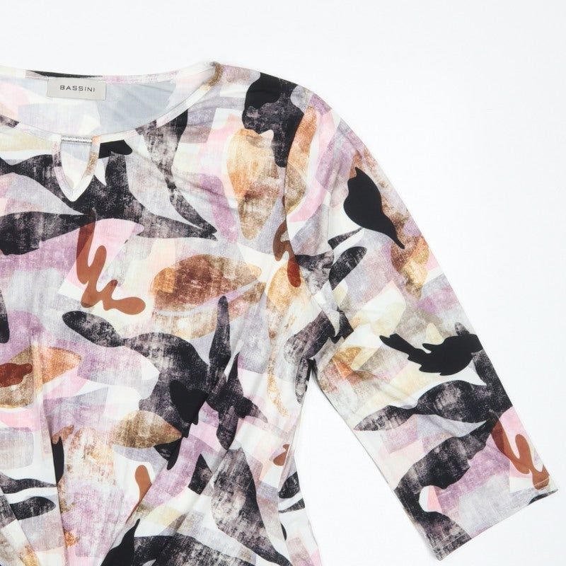 Bassini Women's Multicoloured UK 22 Basic Twist Front 3/4 Sleeve Blouse