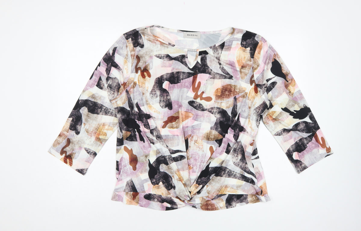 Bassini Women's Multicoloured UK 22 Basic Twist Front 3/4 Sleeve Blouse