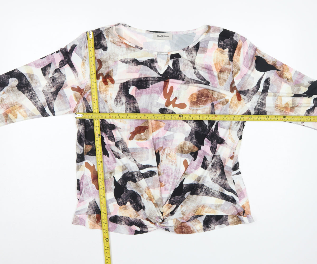 Bassini Women's Multicoloured UK 22 Basic Twist Front 3/4 Sleeve Blouse