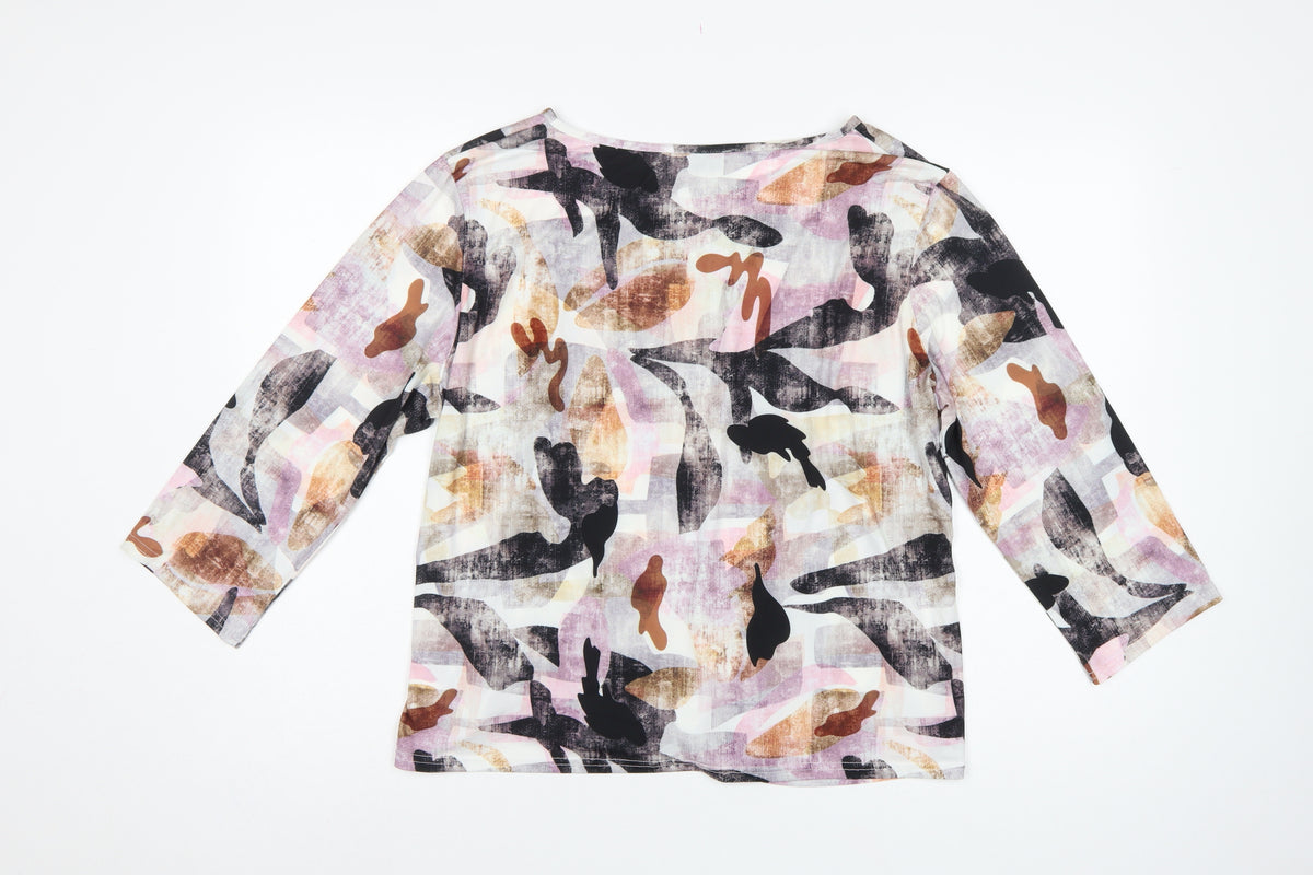 Bassini Women's Multicoloured UK 22 Basic Twist Front 3/4 Sleeve Blouse