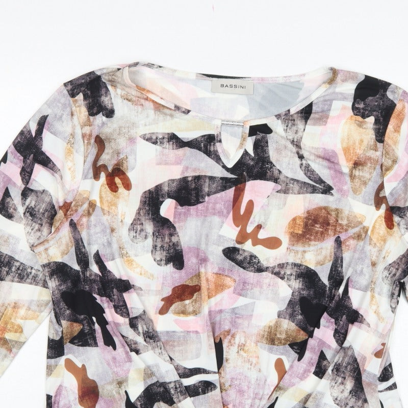 Bassini Women's Multicoloured UK 22 Basic Twist Front 3/4 Sleeve Blouse