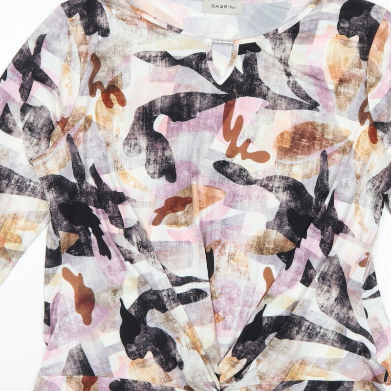 Bassini Women's Multicoloured UK 22 Basic Twist Front 3/4 Sleeve Blouse