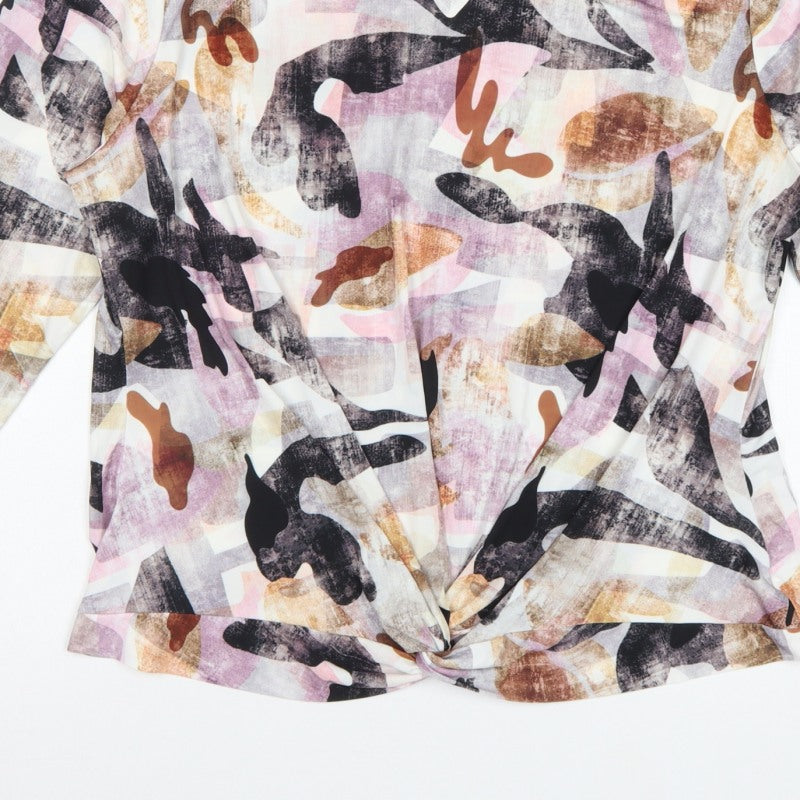 Bassini Women's Multicoloured UK 22 Basic Twist Front 3/4 Sleeve Blouse