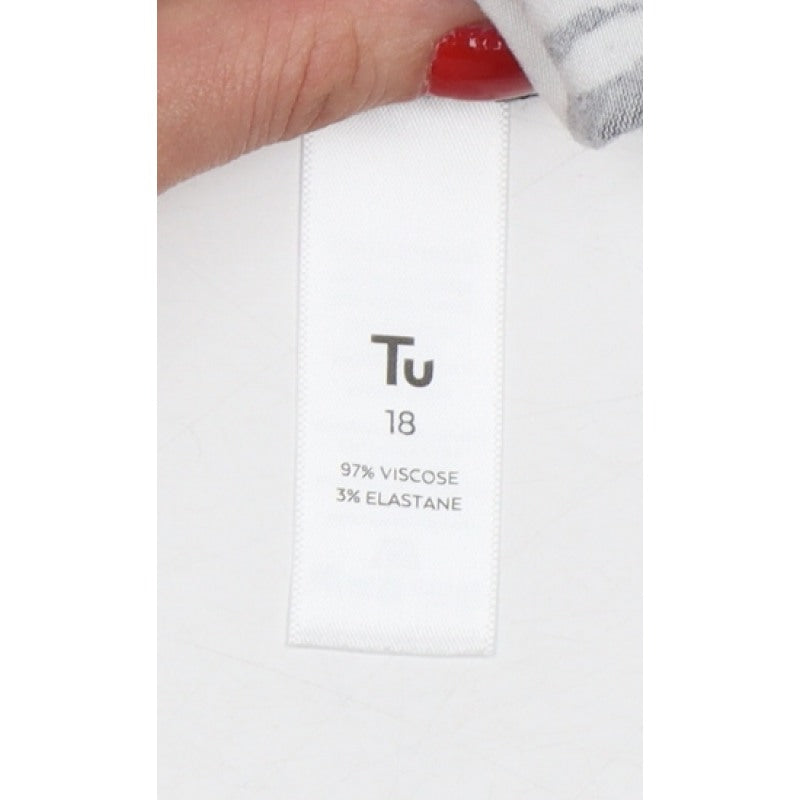 TU Women Black White Floral Button Front Long Sleeve Blouse UK 18